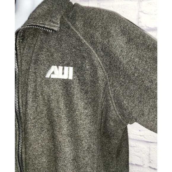 Turfer Gray AUI Embroidered Full Zip Fleece Jacket Large Long Raglan Sleeves - Picture 4 of 6